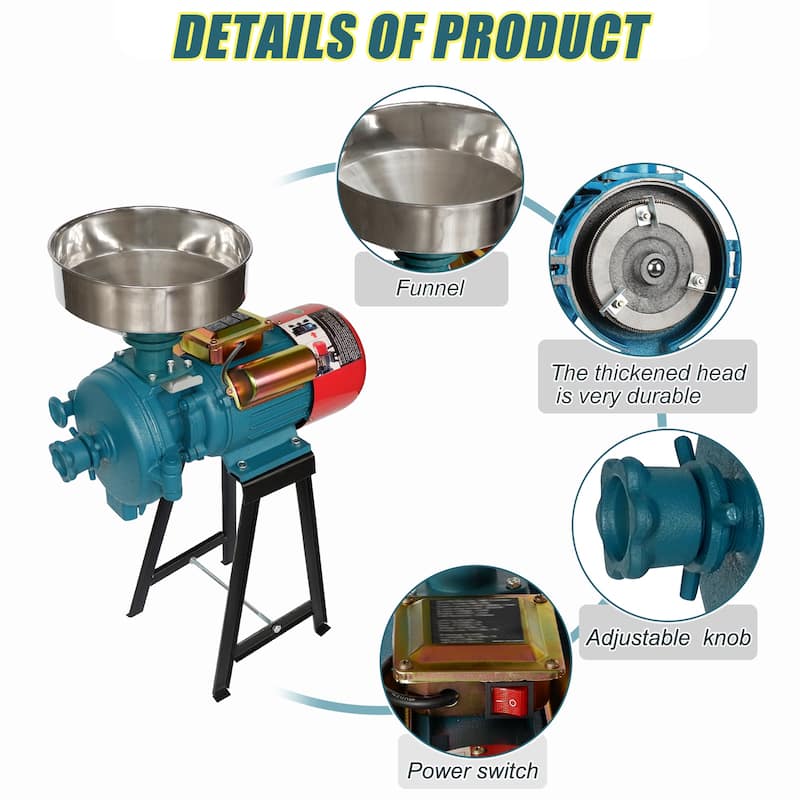 DoCred Electric Grain Mill, Commercial Mill with Hopper