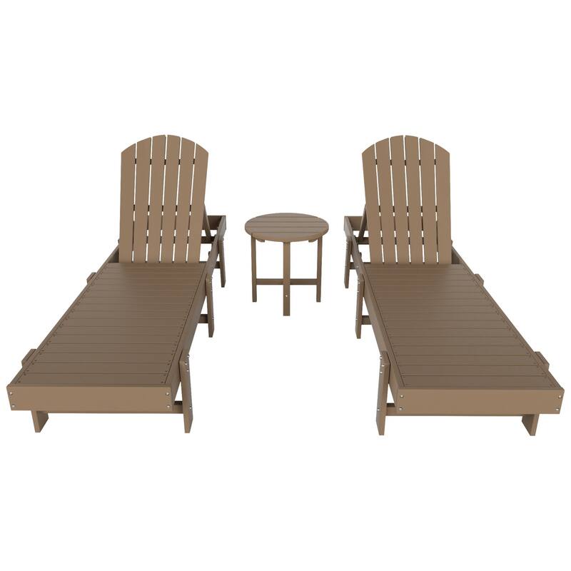 Altura Armless Poly Eco-Friendly All Weather Reclining Chaise Lounge with Side Table Set (3-Piece Set)