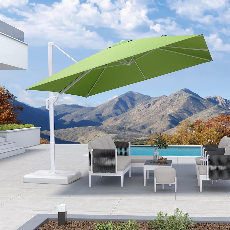 PURPLE LEAF 10 ft White Cantilever Patio Umbrella with 360 Degree Rotation