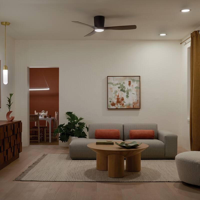 Kichler Lighting Volos 54 inch Integrated LED Indoor Satin Natural Bronze Flush Mount Ceiling Fan