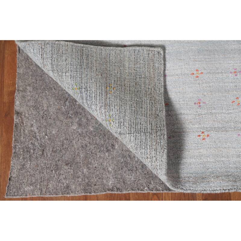 Grey Gabbeh Area Rug Handmade Wool Carpet - 8'11"x 11'9"