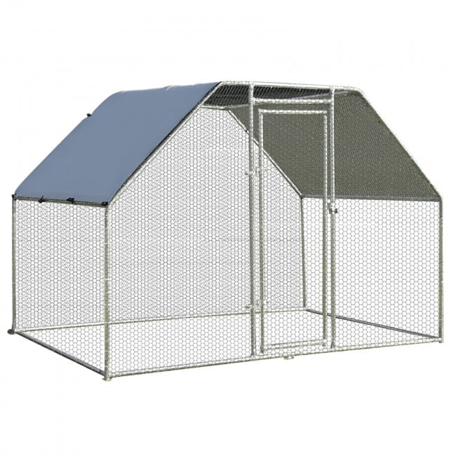 9.5' x 6.5' Large Walk In Chicken Run Cage - Grey