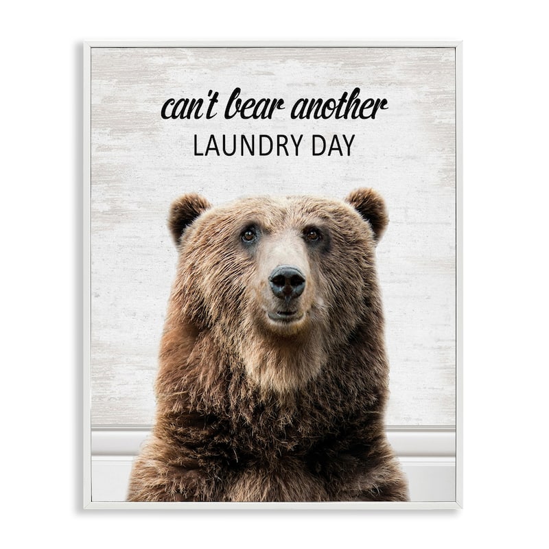 Stupell Can't Bear Another Laundry Day Framed Giclee Art Design By Lettered and Lined - 11 x 14 - White