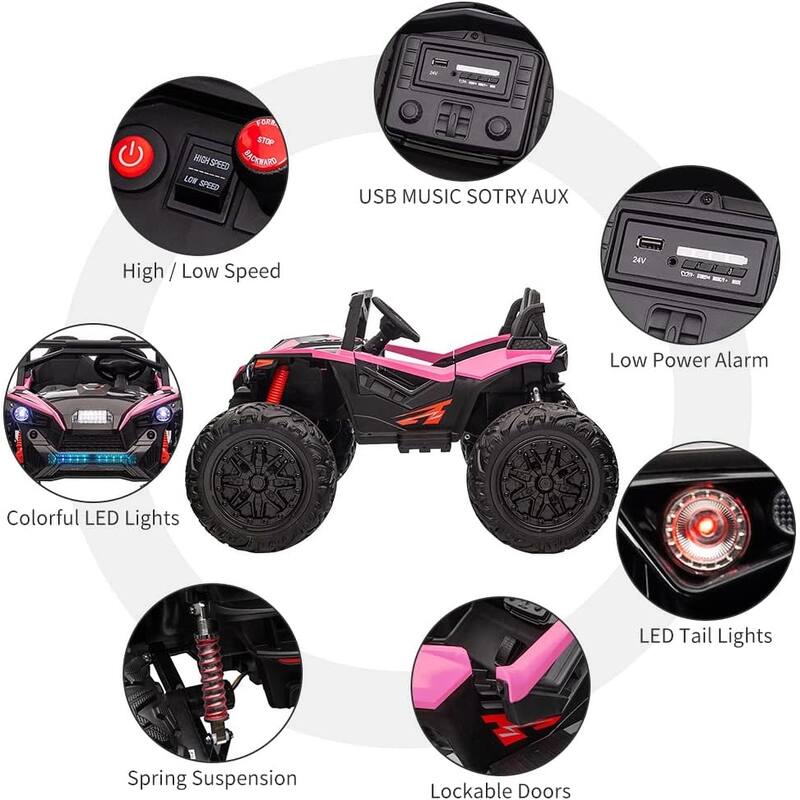 2 Seaters 24V Ride on UTV with Remote Control,10AH Battery, 400W Powerful Motors with 17" EVA Wheels
