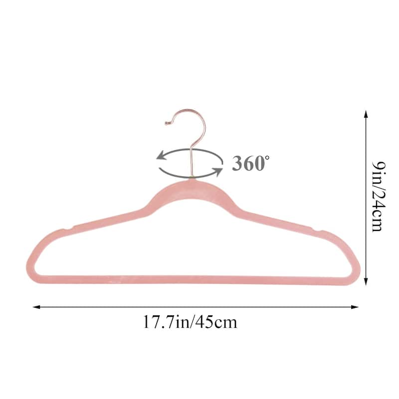 Javlergo 50/100 Pack Velvet Hangers, Heavy Duty Non Slip & Space-Saving Cloth Hangers with 6 Finger Clips & Tie Rack