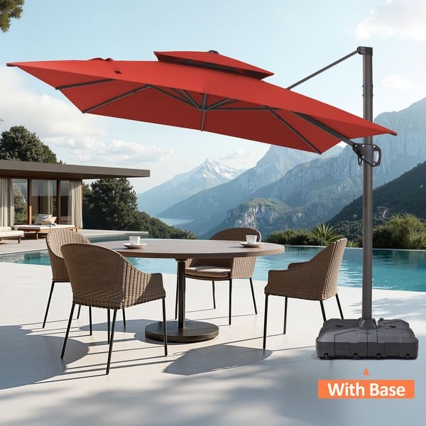 20 ft patio umbrellas Pellebant 9ft x 11ft Outdoor Dual Top Cantilever Patio Umbrella with Wheel  Base - On Sale - Bed Bath & Beyond