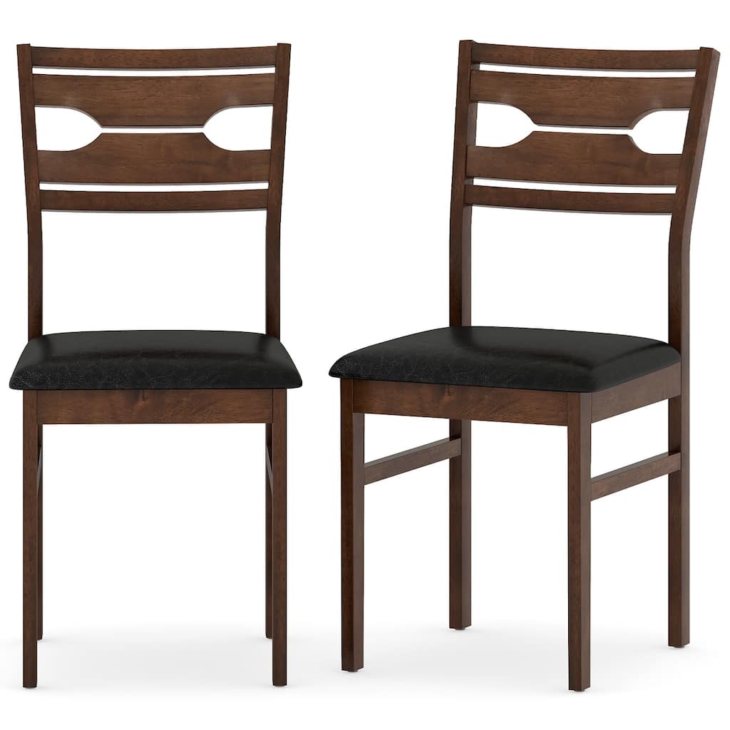 Gymax Dining Chair Set of 2 w/ Rubber Wood Frame Padded Seat Curved
