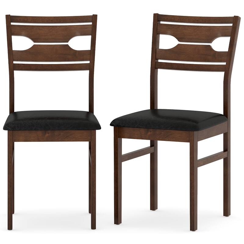 Gymax Dining Chair Set of 4 w/ Rubber Wood Frame Padded Seat Curved