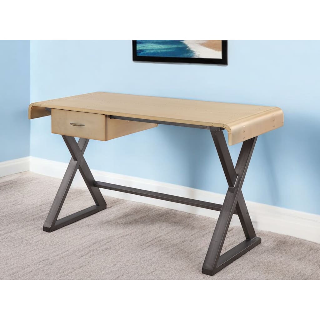 50" Gold and Black Aluminum Writing Desk