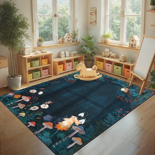 Fairy Rug Round Modern 8'x10'Area Rug,Botanical Fairy Tale Nursery Washable Rug - 2'3 ...