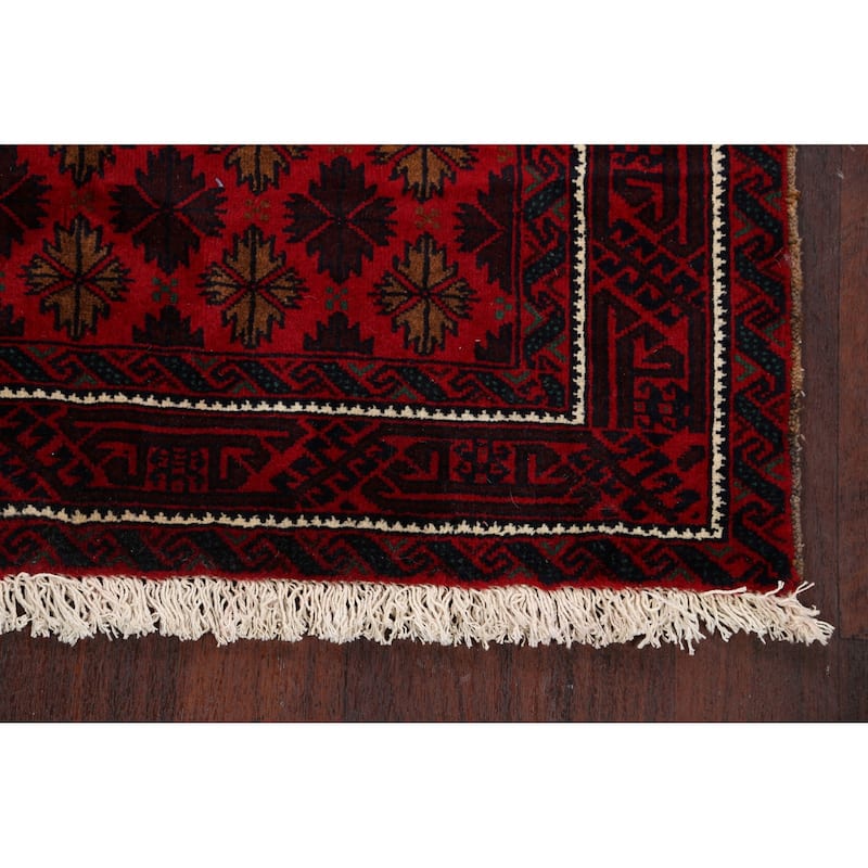Traditional Geometric Balouch Persian Area Rug Handmade Wool Carpet - 3'8" x 7'0"