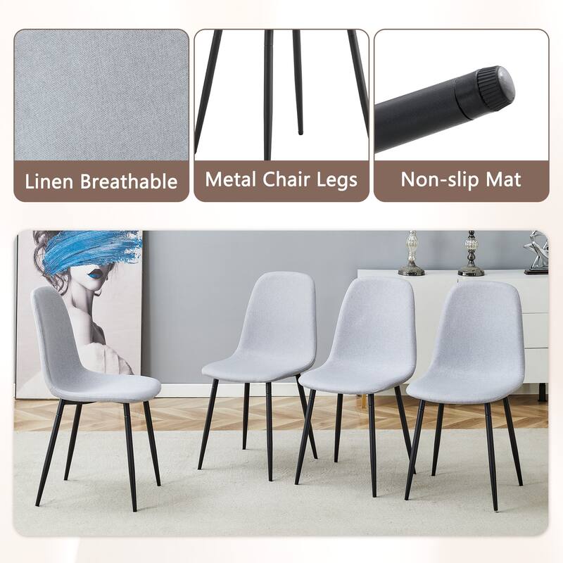 5 Piece Dining Table Set for 4, 64.5" Wooden Kitchen Table with 4 Dining Chairs, Modern Rectangular Table and Chairs Set