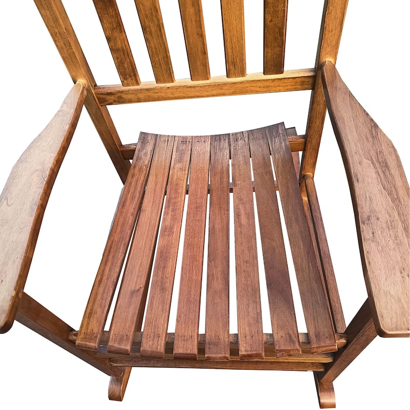 Outdoor Rocking Chair, Solid Wood High Back Rocker, for Porch Patio Fire Pit Garden Backyard Deck Indoor, Wave Shape