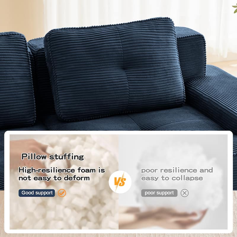 Modern U-Shaped Corduroy Sectional Sofa Couch with Removable Ottoman