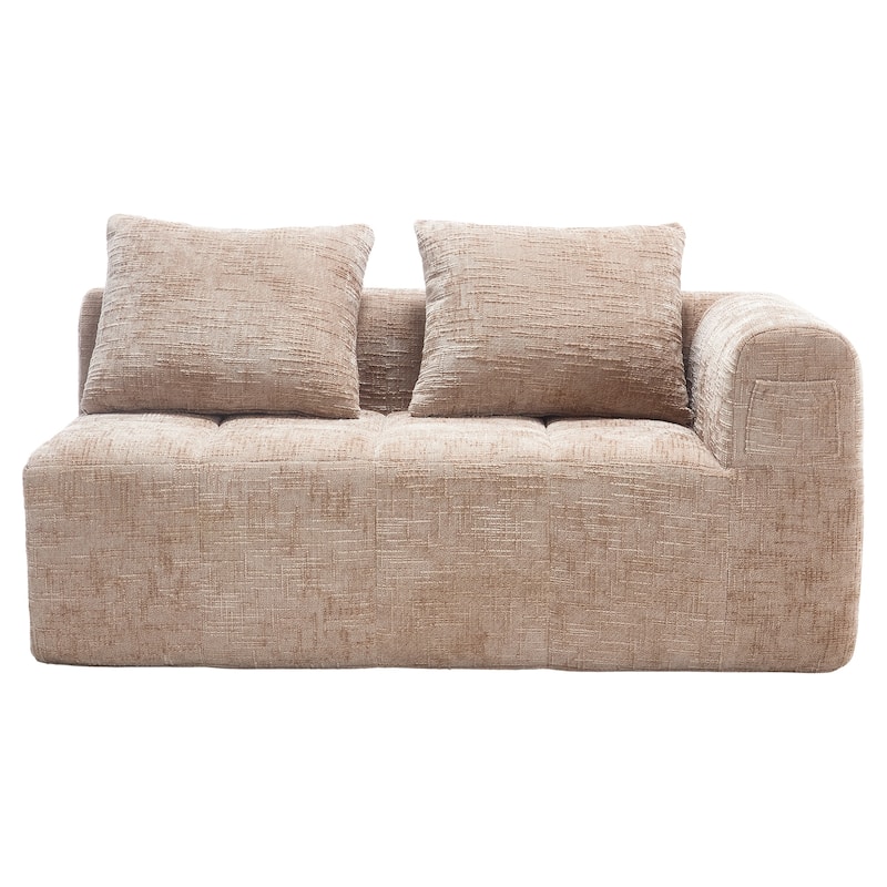 Chenille Loveseat Sofa Upholstered Deep Seat Sofa, Lounge Couch Corner Sofa Minimalist Modular Couches for Apartment