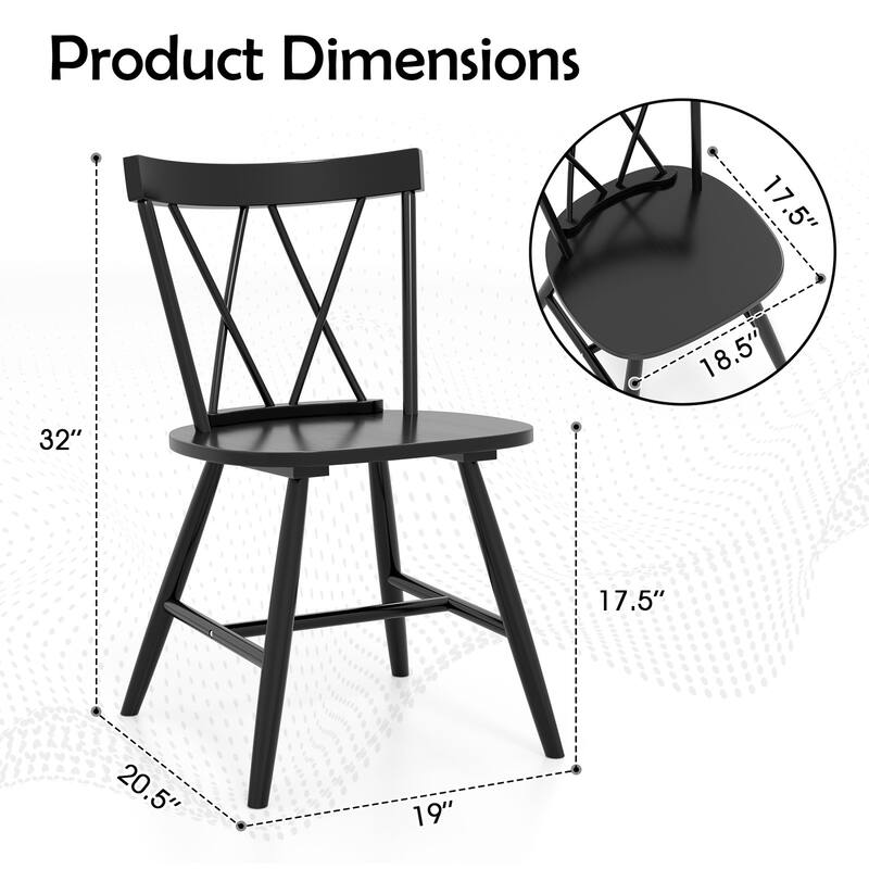 Costway Dining Chairs Set of 2/4 Farmhouse Kitchen Chair with Rubber