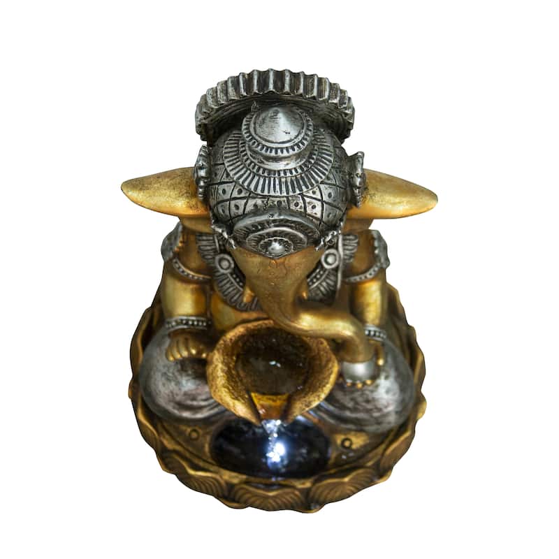 Fountain-Tabletop Lord Ganesh Sculptural Fountain With Wt Led