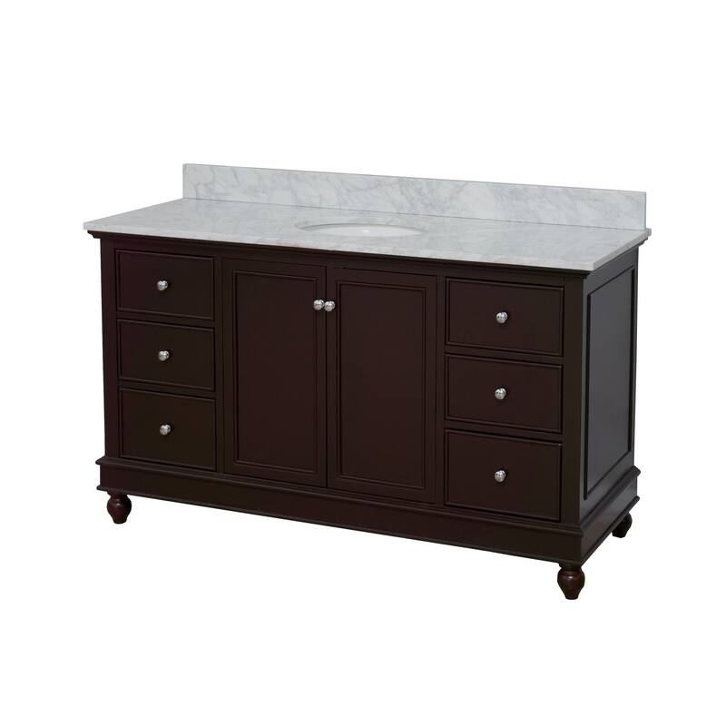 KitchenBathCollection Bella 60" Single Bathroom Vanity with Carrara Marble Top