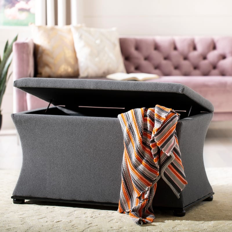 SAFAVIEH Gigi Cream Linen Storage Bench - 36" W x 19" D x 21" H - 36Wx19Dx21H