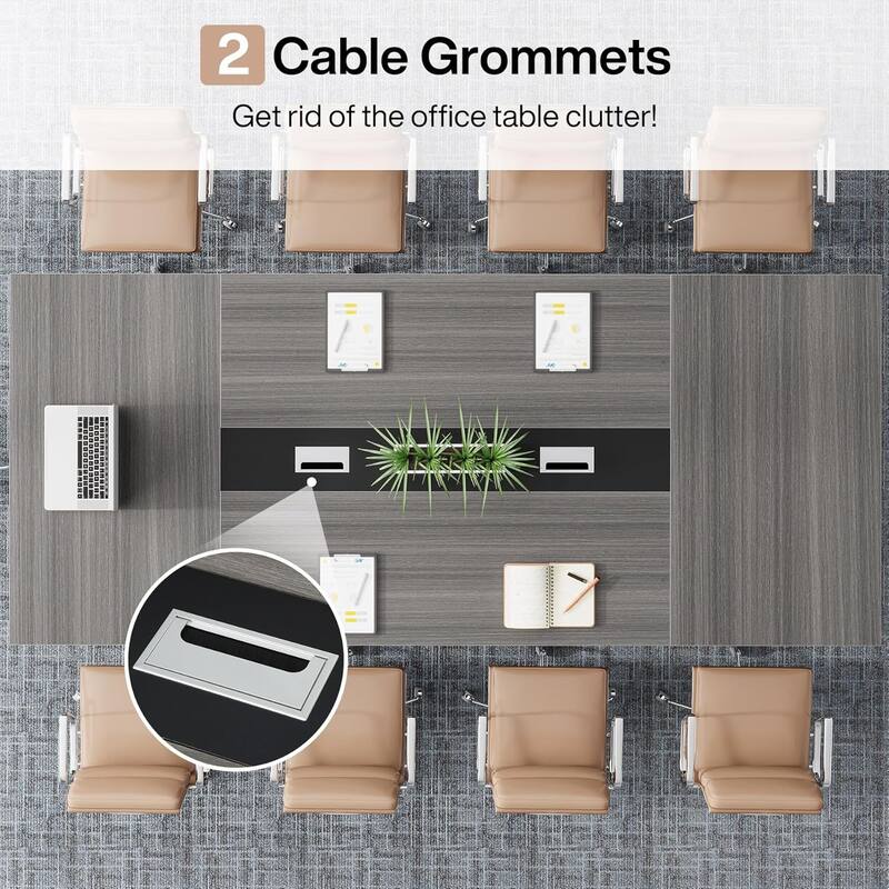 8FT Conference Table, Large Meeting Podcast Table for 10 People
