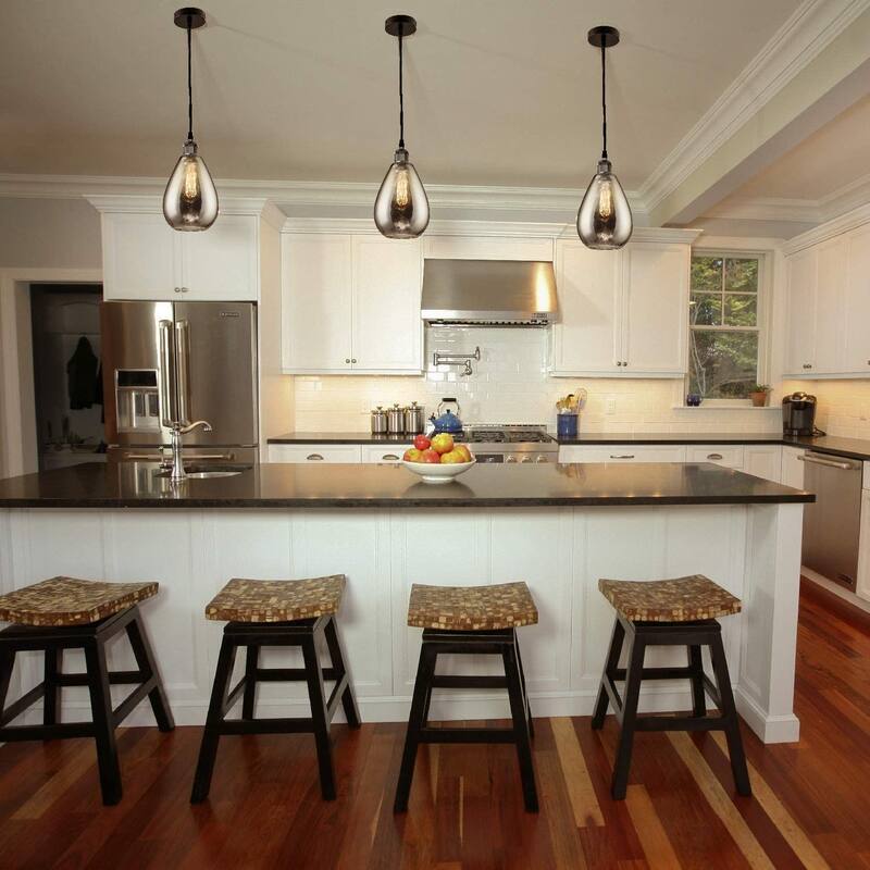 Industrial glass pendant lights modern teardrop chrome mirror effect hanging lighting fixture - N/A