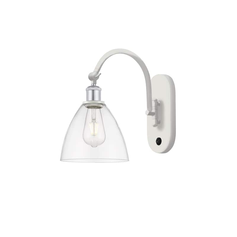 Innovations Lighting Ballston Bristol Glass - 1 Light 8" Sconce - Arm Swivels Side To Side - Clear/White and Polished Chrome