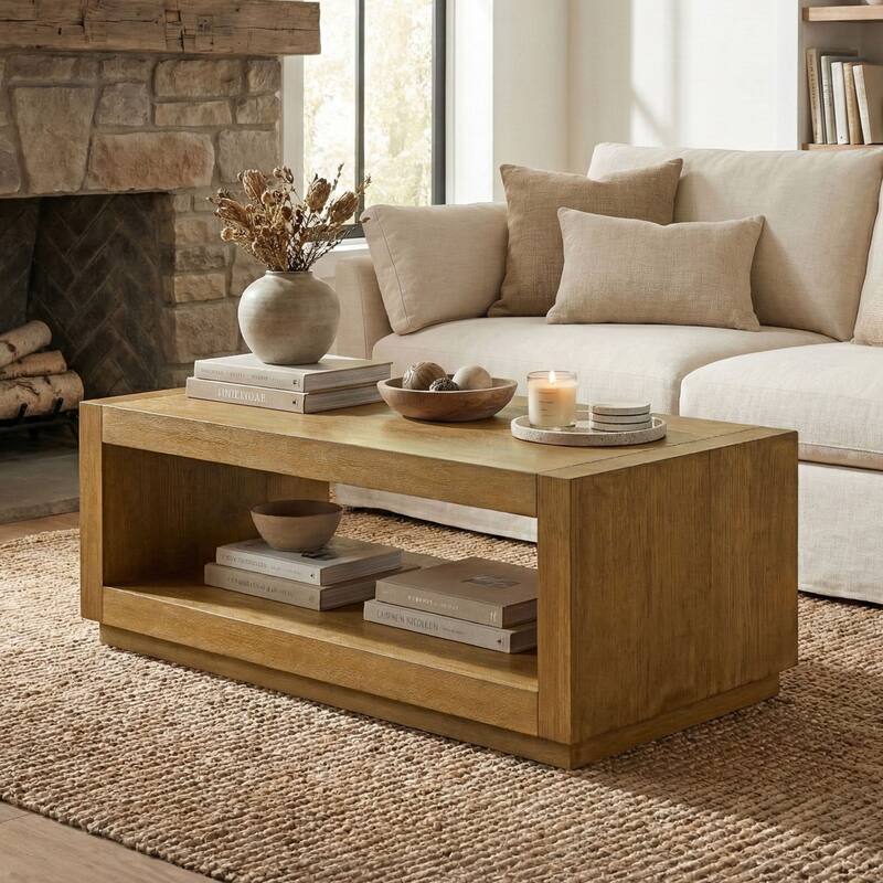 Furniture of America Gryel Modern 48-inch 1-Shelf Coffee Table - Medium Oak