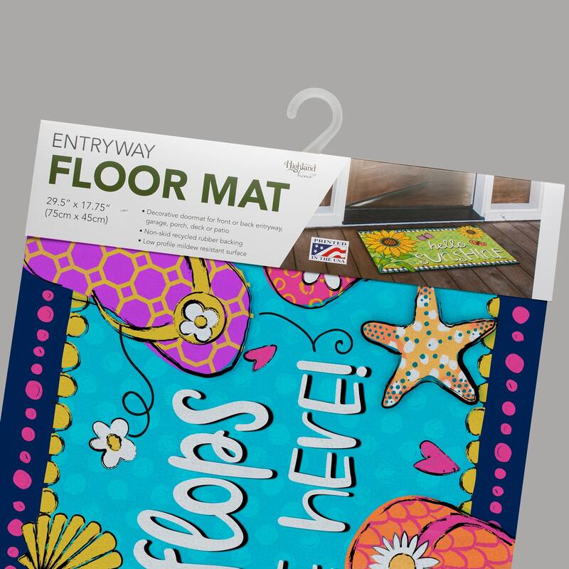 Entryway Floor Mat 29.5" x 17.75" - Flip Flops Welcome - 29.375-17.75x.0254