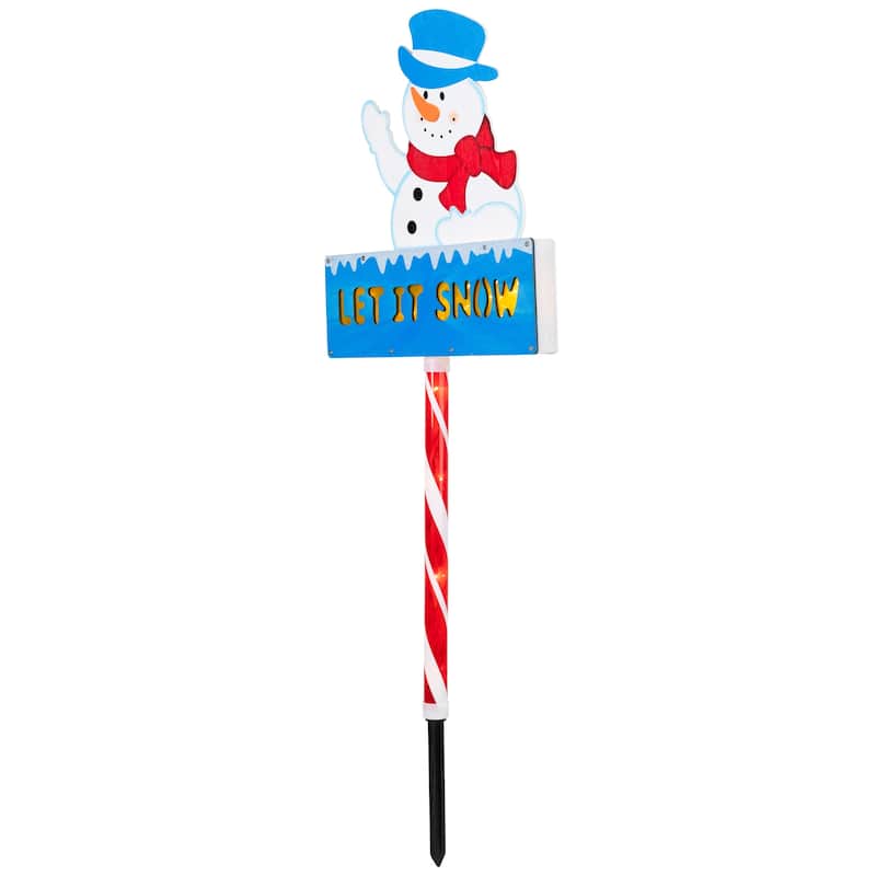 28.5" Pre-Lit Snowman 'LET IT SNOW' Christmas Lawn Stake - Clear Light