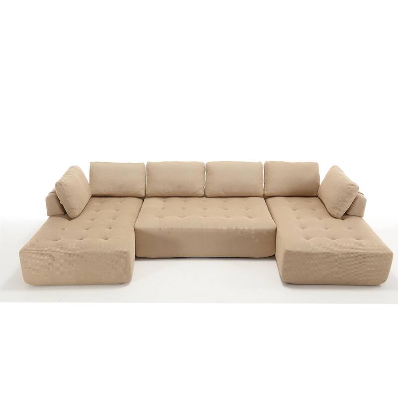 146" Modular Sectional Sofa, Oversized U Shaped with Chaise, Deep Seat Comfy Fabric Cloud Couch for Living Room