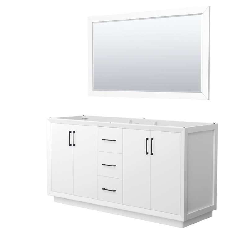 Wyndham Collection WCF414166D-CXSXX-M58 Strada 65" Double Free - White / Matte Black Hardware