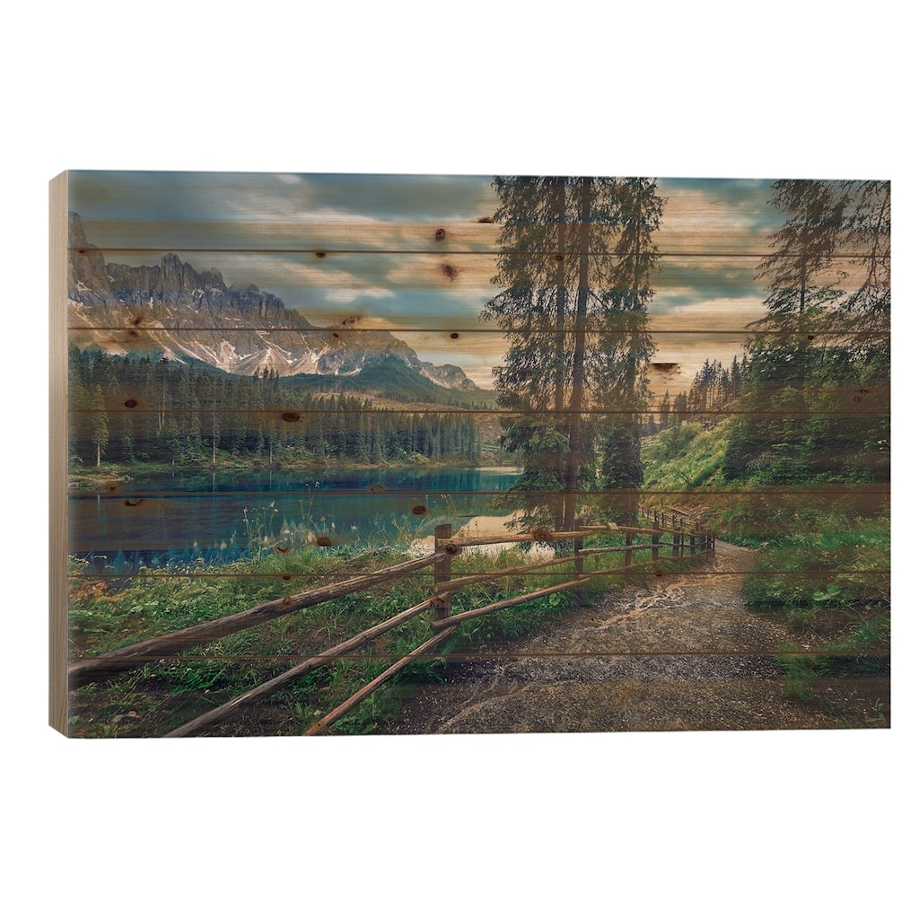 Evening In Carezza Print On Wood by Manjik Pictures - Multi-Color