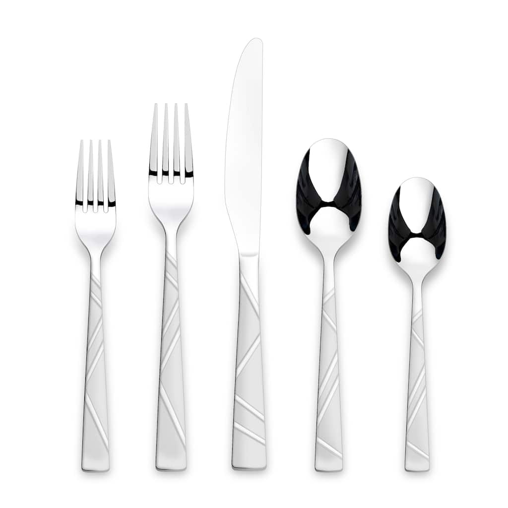 Ornative JONAH Sand Finish 20 Pieces Flatware Set - 10.63" H x 6.69" W x 2.76" D
