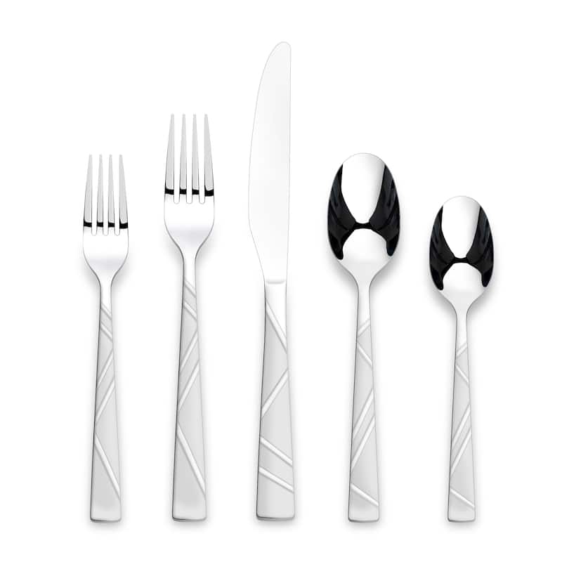 Ornative JONAH Sand Finish 20 Pieces Flatware Set - 10.63" H x 6.69" W x 2.76" D