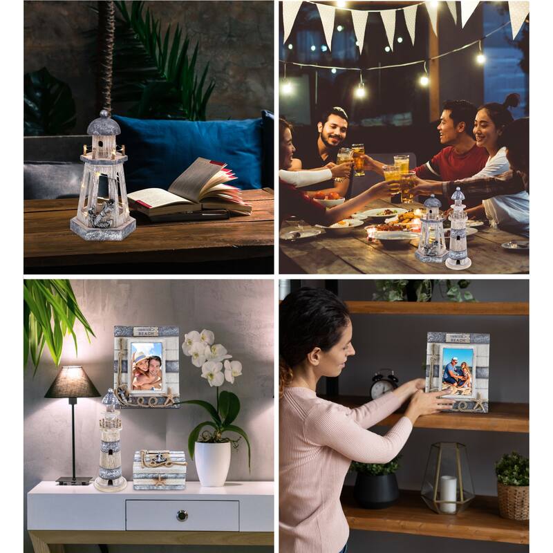 CoTa Global Silver Sea Nautical Collection - Handcrafted - 4 Pcs Set - 9.5″Lx7.5″Wx0.5″H