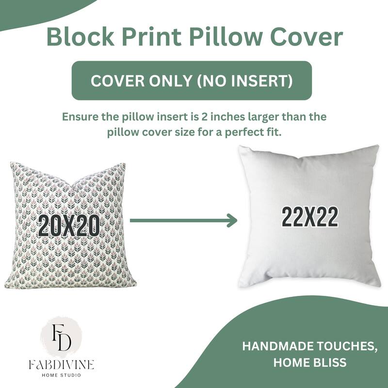 Fabdivine Cotton Fabric Block Print Farmhouse Pillow or Cushion Case