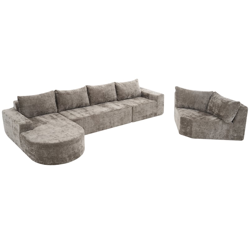 139" Chenille Modular Cloud Sectional Sofa with Deep Seating, Pocket Spring Support, and 5-Piece U-Shaped Configuration