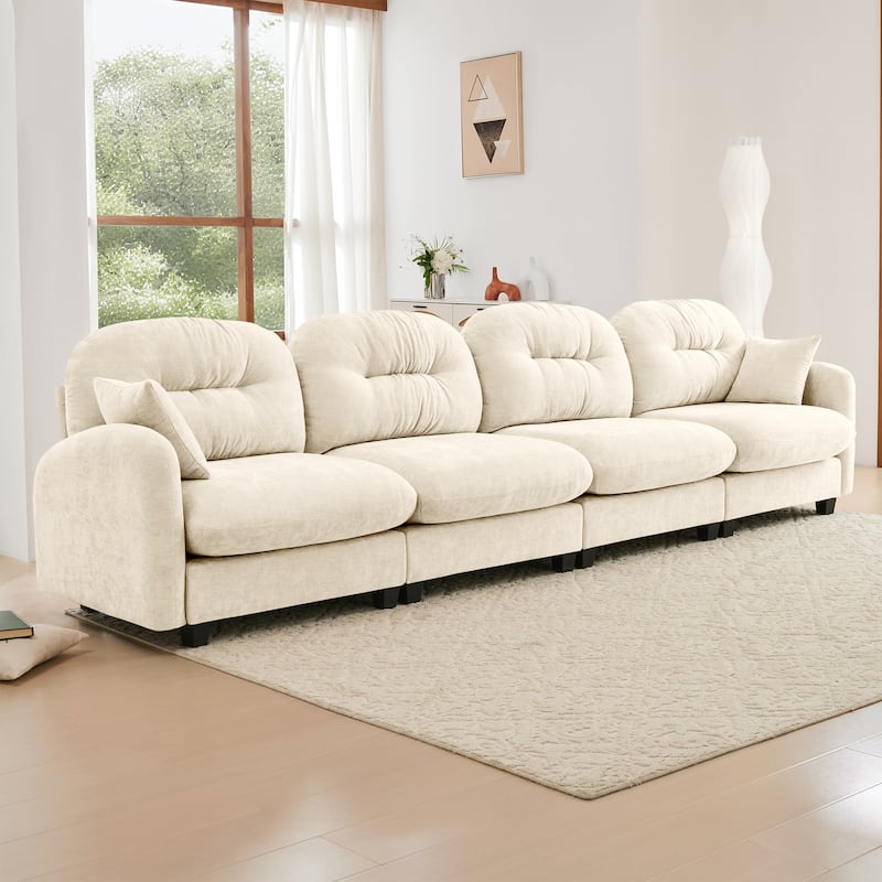 140" Oversized Modular Sofa, 4 Seater Large Sectional Couches for Living Room, Tufted Chenille Deep Seat Couch for Apartment