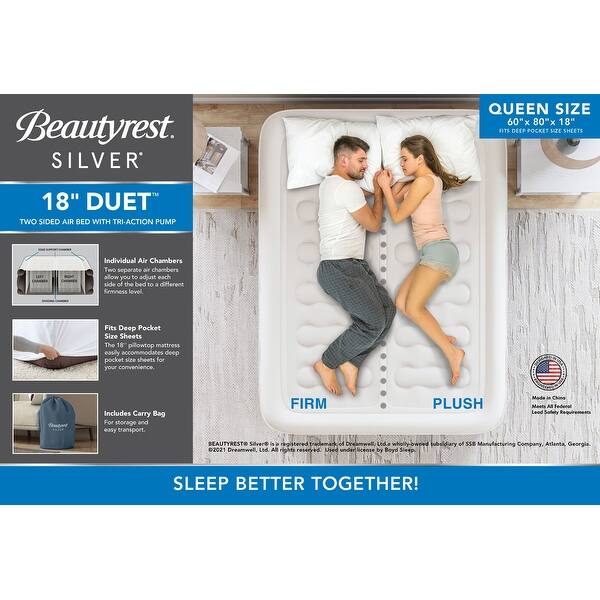 Beautyrest Silver Duet 18inch Queen Air Mattress with 3 Adjustable