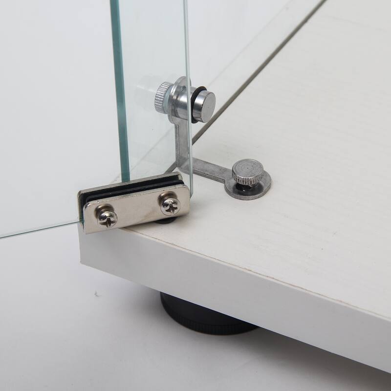 Double Door Glass Display Cabinet with 5 Shelves, Floor Standing Bookshelf for Living Room Bedroom Study or Collection Room