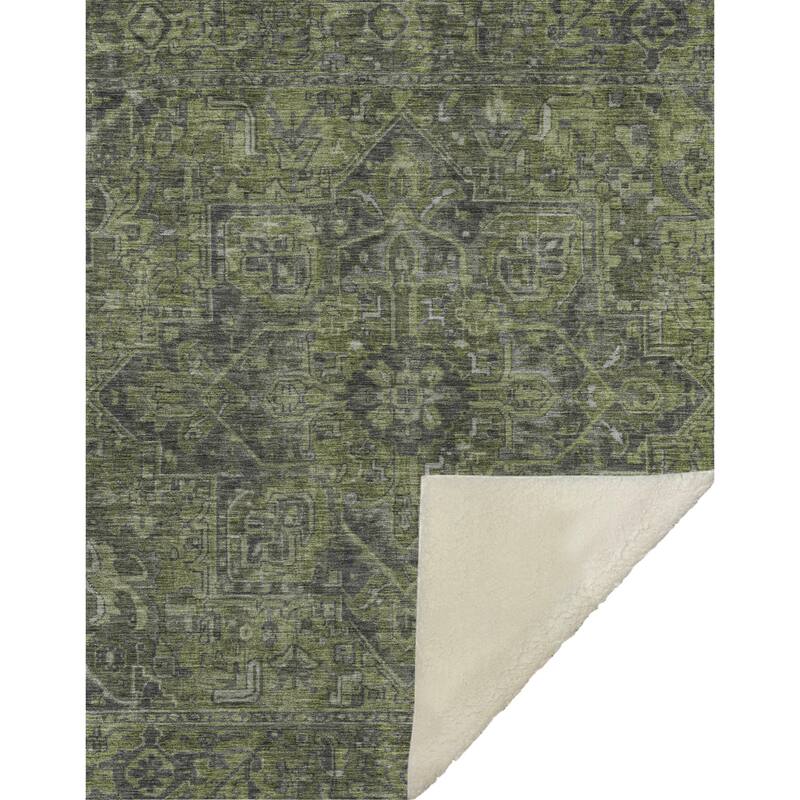 Premium Machine Washable Traditional Persian Sherpa Throw Blanket