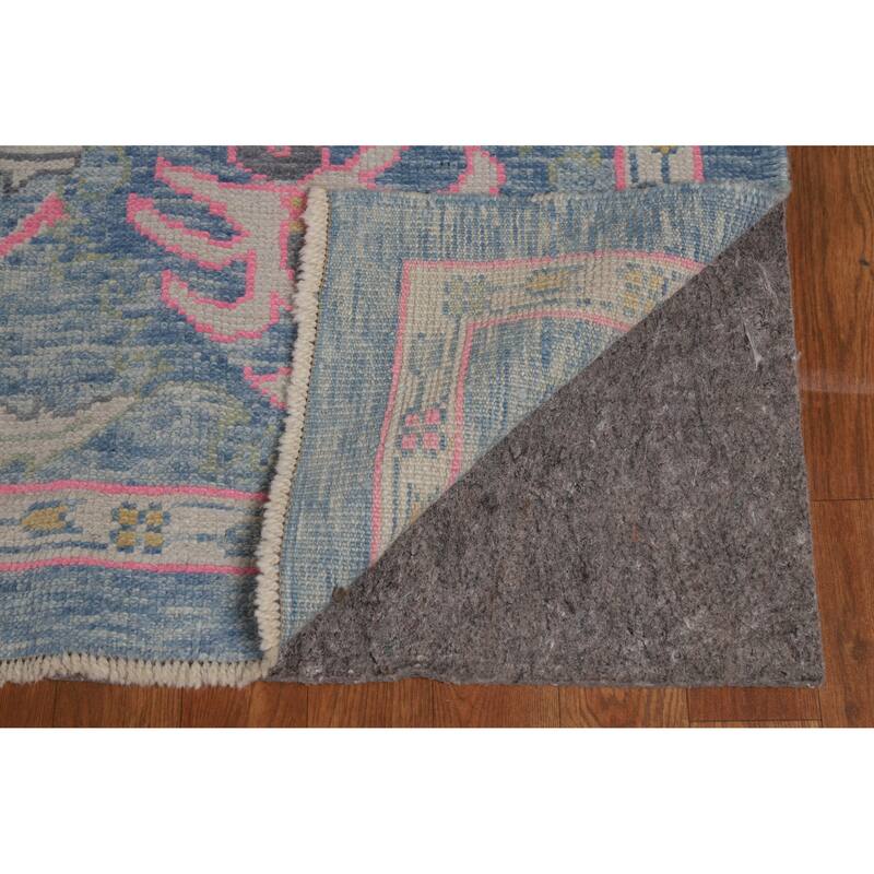 Hand Knotted Oriental 100% Wool Carpet Transitional All-Over Navy Blue & Blues Oushak Area Rug - 14' 0'' X 10' 1''