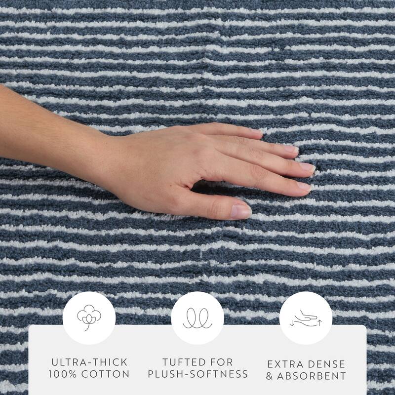 Becky Cameron 100% Cotton Pinstripe Patterned Bath Mat