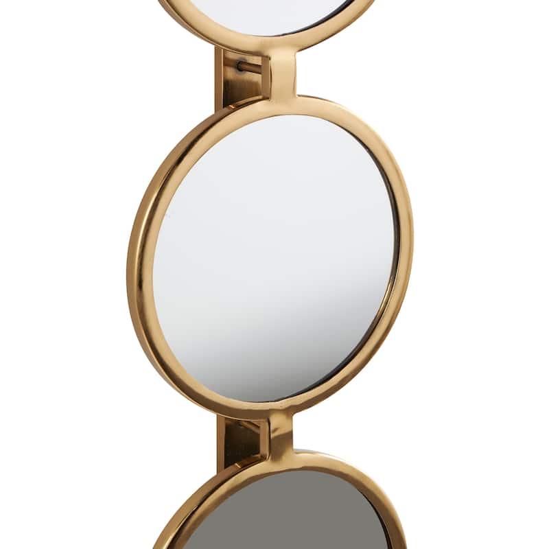 Metal Slim Stacked 4 Layer Room Wall Mirror with Round Pattern - Gold - Roche River Decor - 2"W x 8"L x 49"H