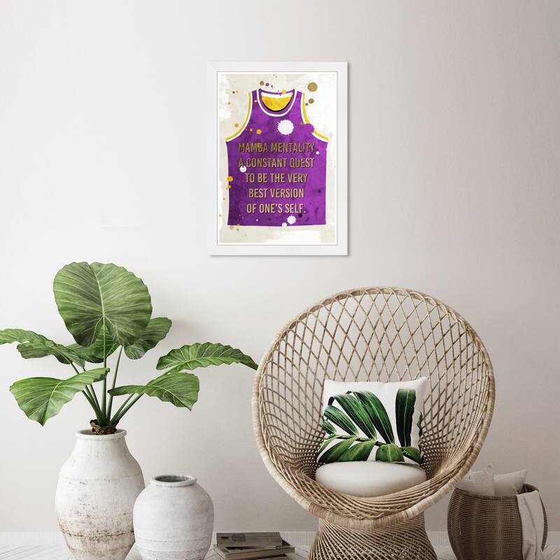 Wynwood Studio Prints Fashion and Glam Mamba Mentality Jersey Purple and Metallic Gold Glam Wall Art Canvas Print - White