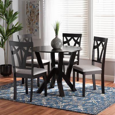Branca Modern and Contemporary 5-Piece Wood Dining Set-Dark Brown