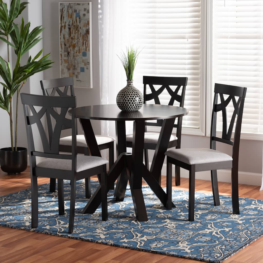Branca Modern and Contemporary 5-Piece Wood Dining Set-Dark Brown