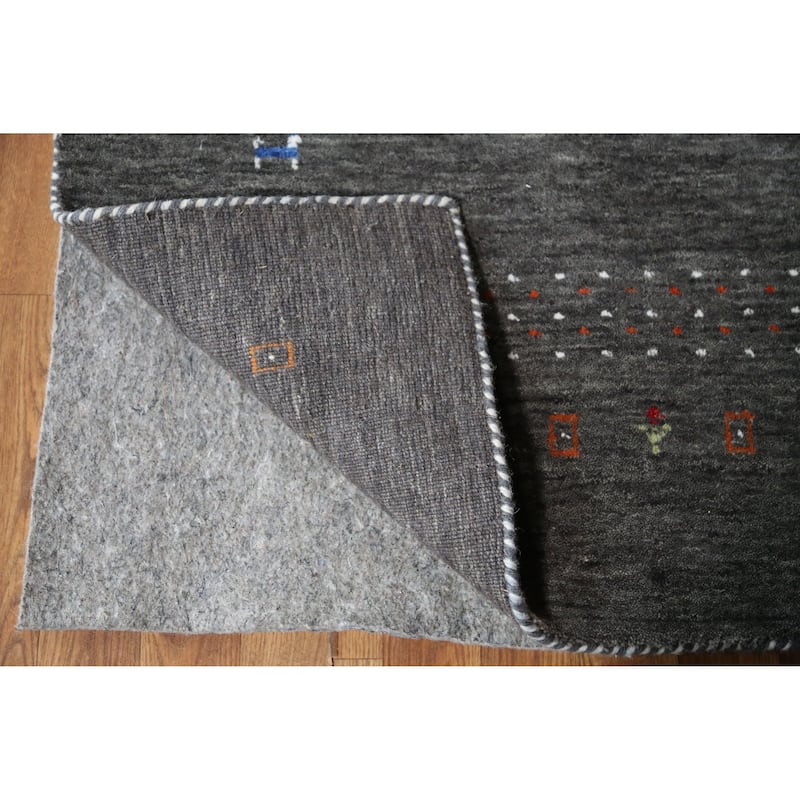 Hand Knotted Oriental 100% Wool Carpet Tribal Tribal Greys & Charcoal Gabbeh Area Rug - 7' 8'' X 5' 0''
