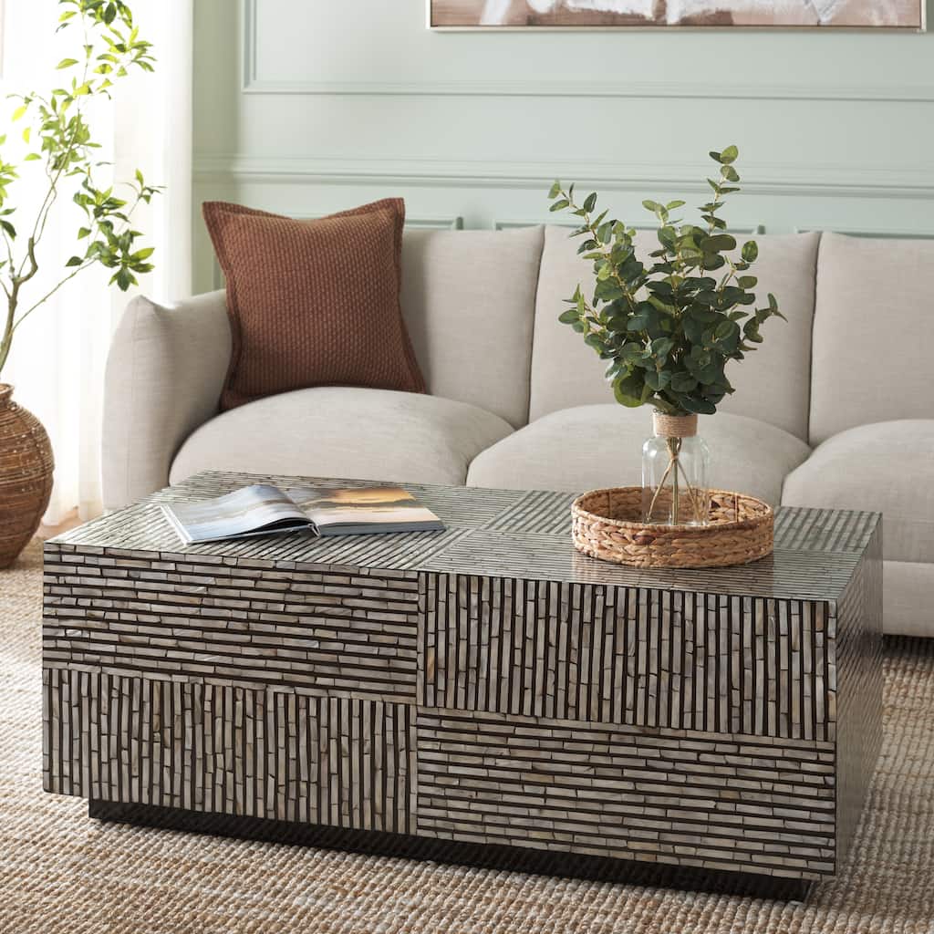 SAFAVIEH Hamza Rectangular Prism Coffee Table (Fully Assembled) - 48"W x 24"D x 17"H