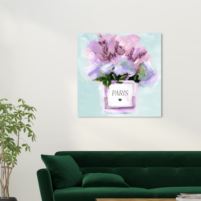 Wynwood Studio Canvas Floral and Botanical Lavender Bouquet Paris Purple and Modern & Contemporary Wall Art Canvas Print - 30 x 30